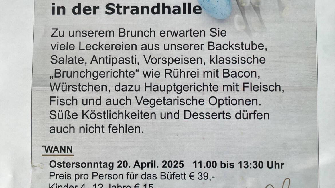 Oster Brunch in der Strandhalle