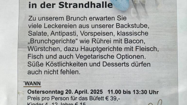 Oster Brunch in der Strandhalle